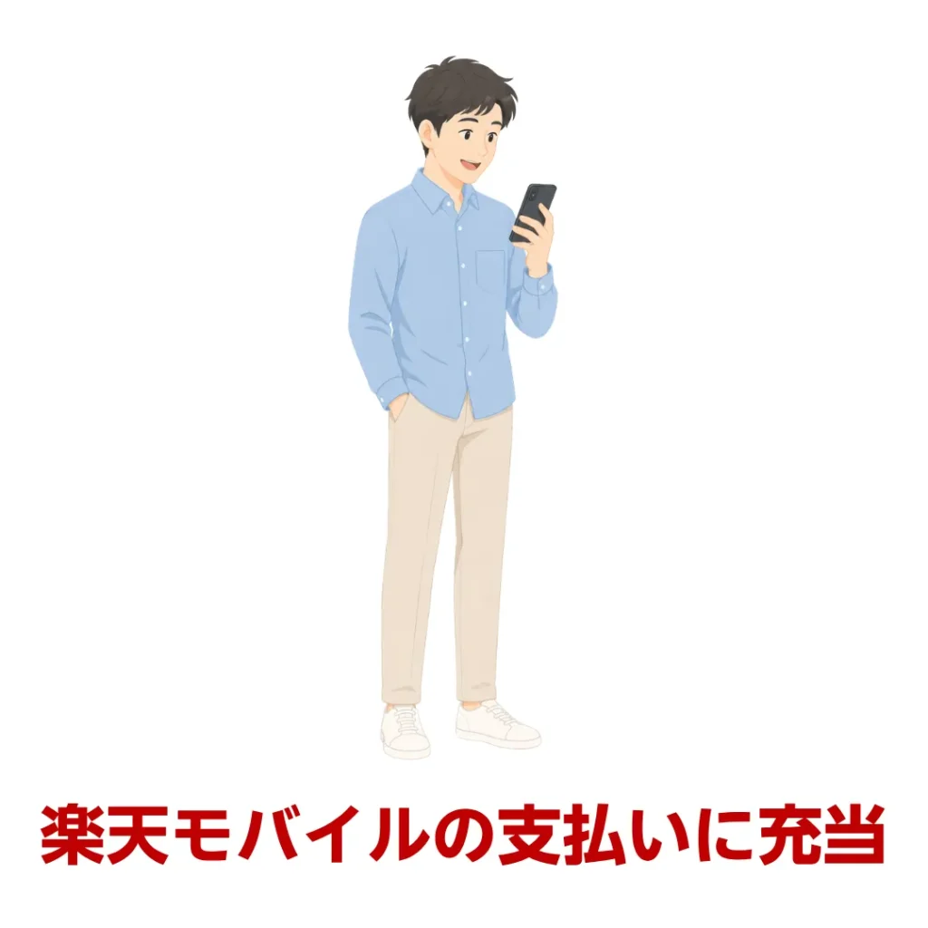 楽天モバイルの支払いに対応する男性のイラスト