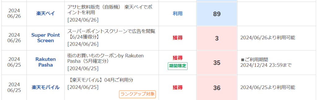 ポイント明細